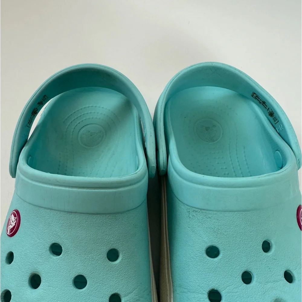 Crocs‎ Original Crocband Clog Aqua Blue White Pink Kids Girls J6 Shoes